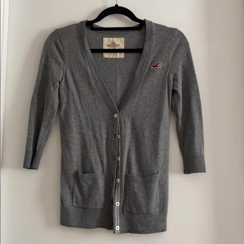 Hollister v neck gray cardigan